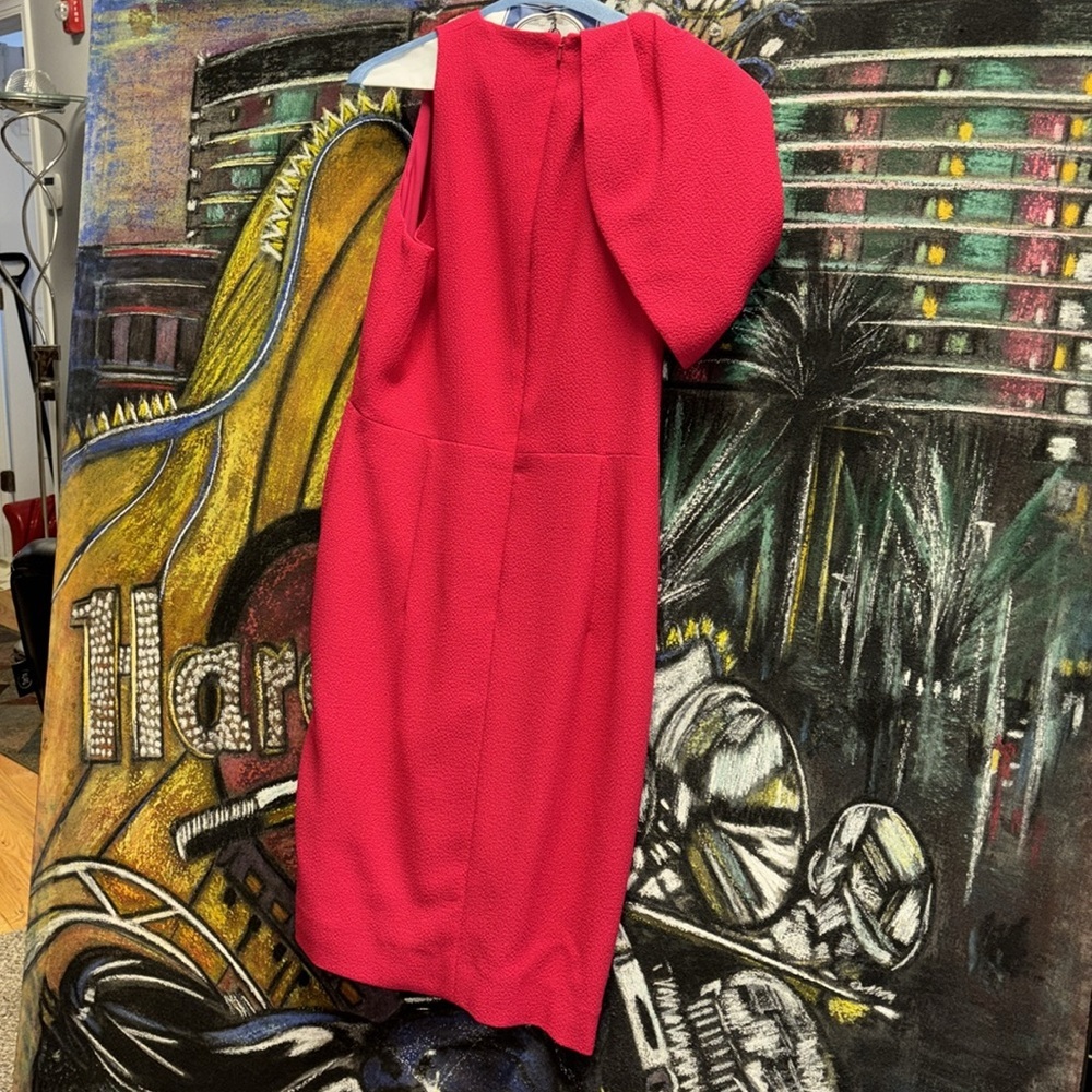 Gorgeous red black halo dress size 6 ruffled one shoulder - Picture 2 of 5